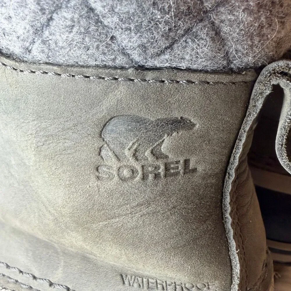 Sorel Slimpack II Lace Waterproof Winter Boots in Quarry Grey and Black Size 6